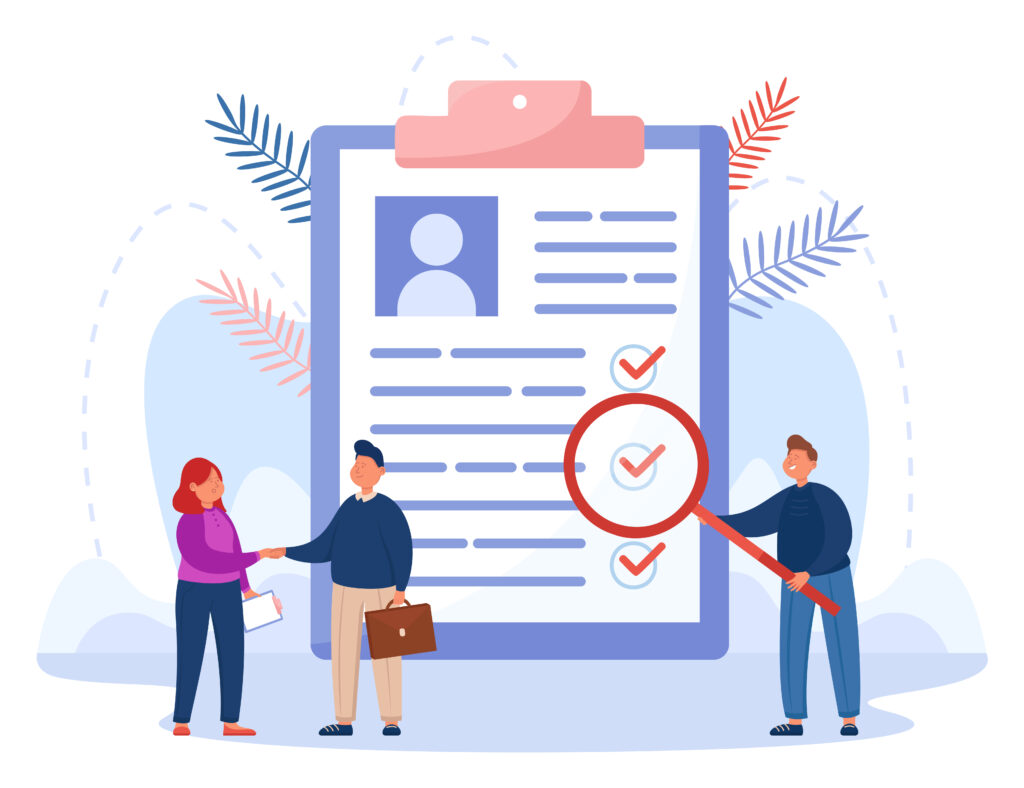 Business people writing agreement, shaking hands